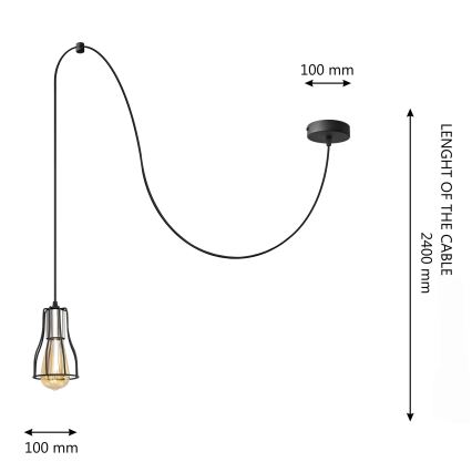 Żyrandol na lince TUBE LONG 1xE27/15W/230V czarny/chrom błyszczący