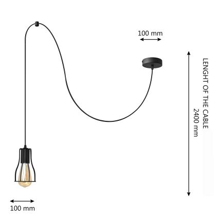 Żyrandol na lince TUBE LONG 1xE27/15W/230V czarny