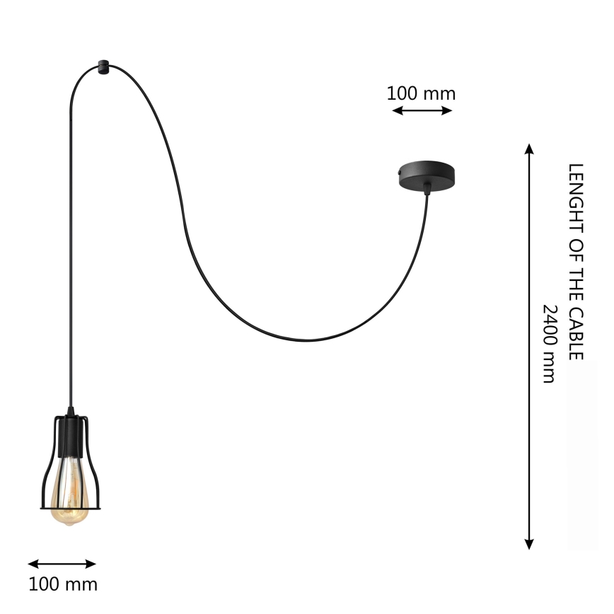 Żyrandol na lince TUBE LONG 1xE27/15W/230V czarny
