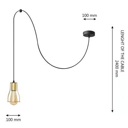 Żyrandol na lince TUBE LONG 1xE27/15W/230V czarny/złoty