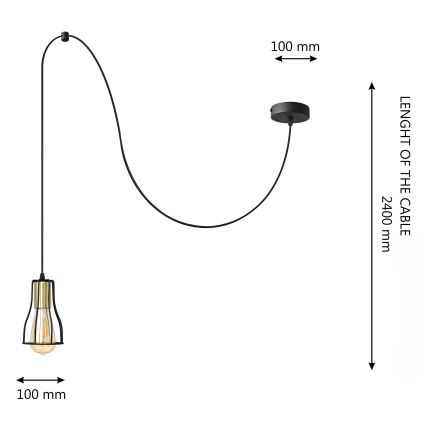 Żyrandol na lince TUBE LONG 1xE27/15W/230V czarny/złoty