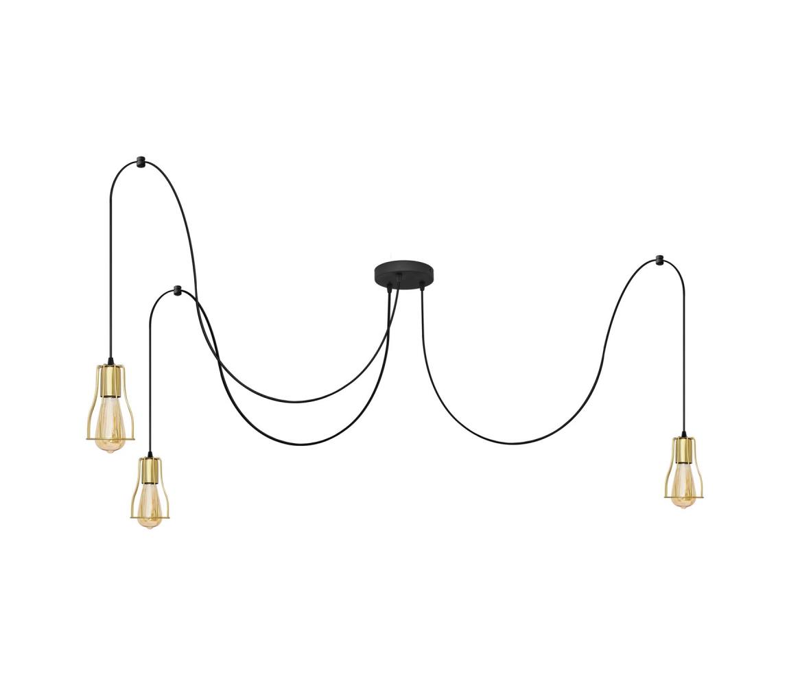 Żyrandol na lince TUBE LONG 3xE27/10W/230V czarny/złoty