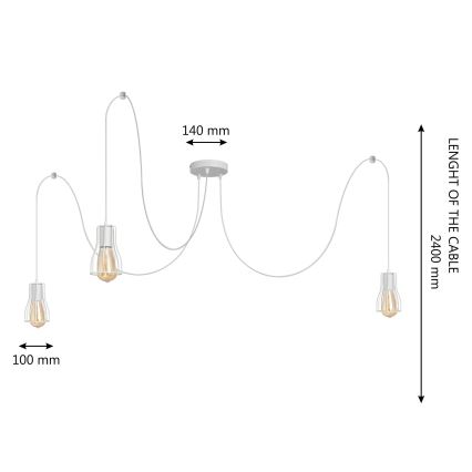 Żyrandol na lince TUBE LONG 3xE27/15W/230V biały