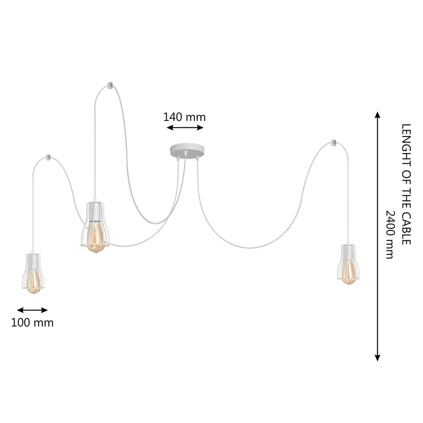 Żyrandol na lince TUBE LONG 3xE27/15W/230V biały