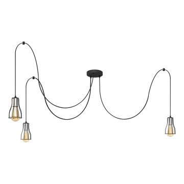 Żyrandol na lince TUBE LONG 3xE27/15W/230V czarny/chrom błyszczący