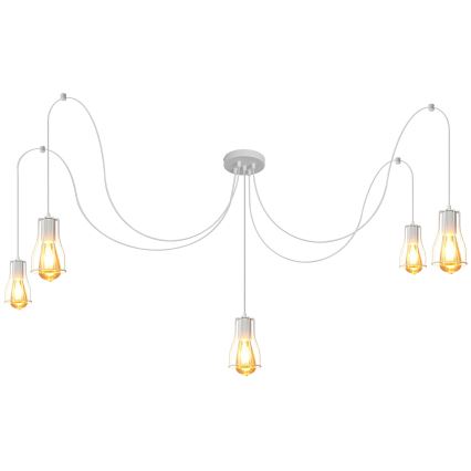Żyrandol na lince TUBE LONG 5xE27/10W/230V biały