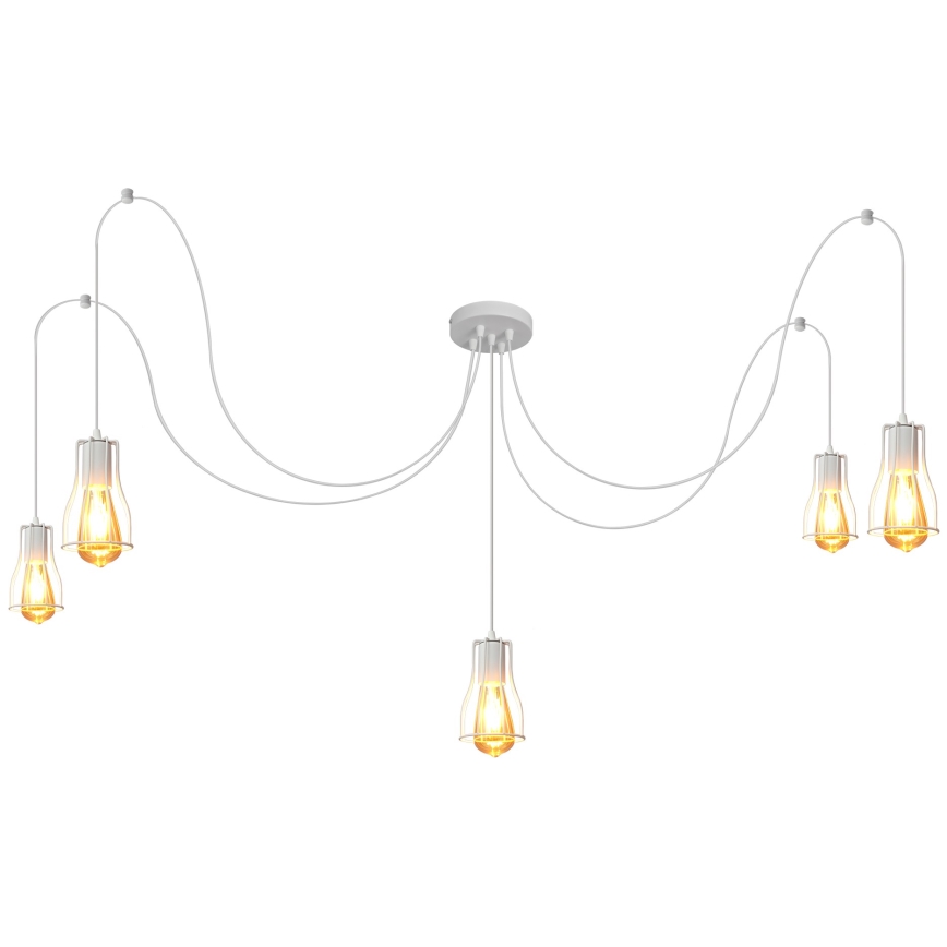 Żyrandol na lince TUBE LONG 5xE27/10W/230V biały