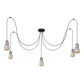 Żyrandol na lince TUBE LONG 5xE27/15W/230V czarny/chrom błyszczący
