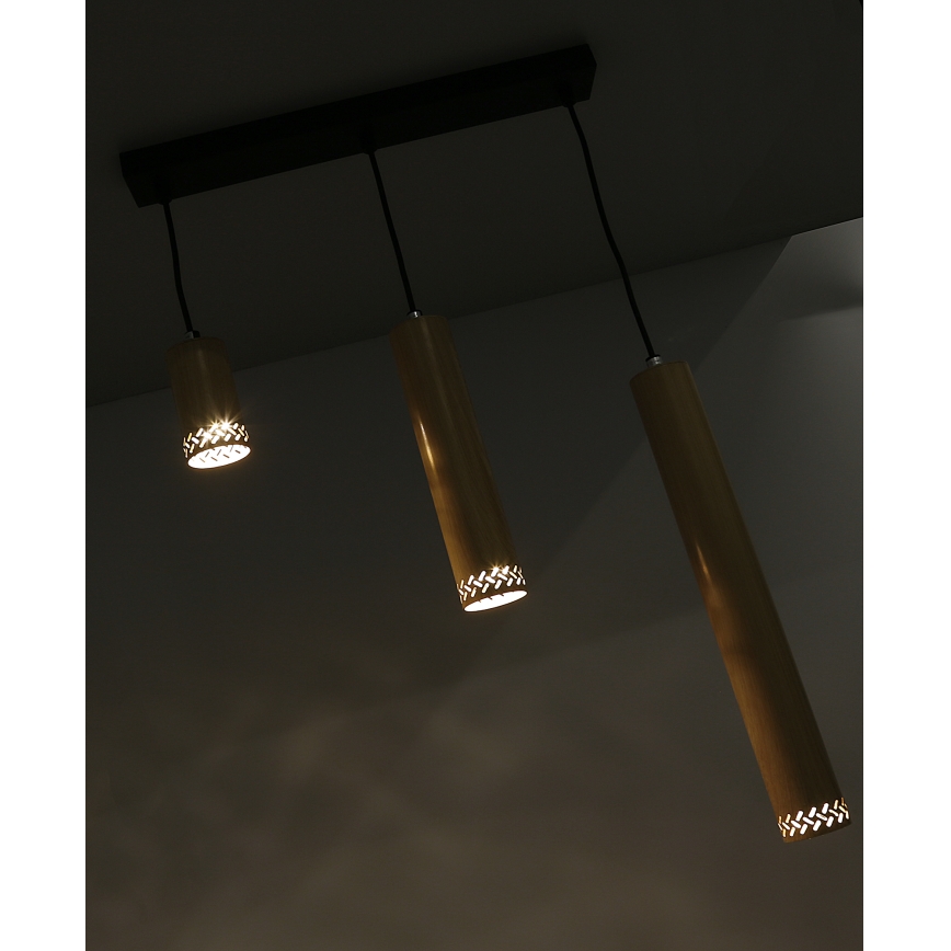 Żyrandol na lince TUBO 3xGU10/25W/230V drewno