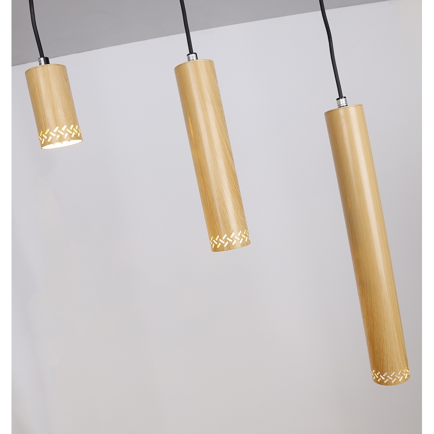 Żyrandol na lince TUBO 3xGU10/25W/230V drewno