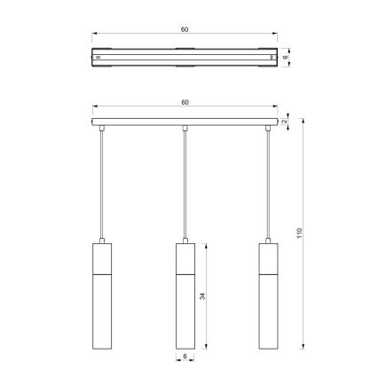 Żyrandol na lince TULUM 3xGU10/60W/230V czarny