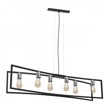 Żyrandol na lince TUNJA 6xE27/60W/230V czarny/chrom błyszczący