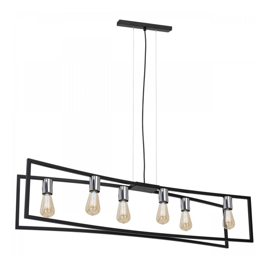 Żyrandol na lince TUNJA 6xE27/60W/230V czarny/chrom błyszczący
