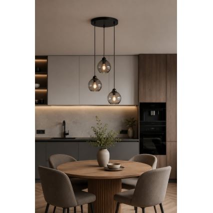 Żyrandol na lince UNO 3xE27/60W/230V czarny/dymna