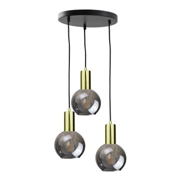 Żyrandol na lince UPRA 3xE27/60W/230V czarny/złoty