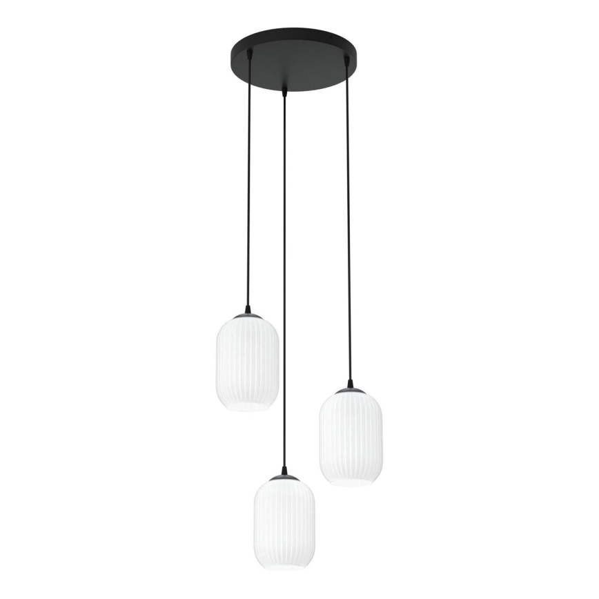 Żyrandol na lince VERDI 3xE27/15W/230V śr. 30 cm czarny/biały