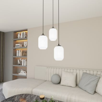 Żyrandol na lince VERDI 3xE27/15W/230V śr. 30 cm czarny/biały