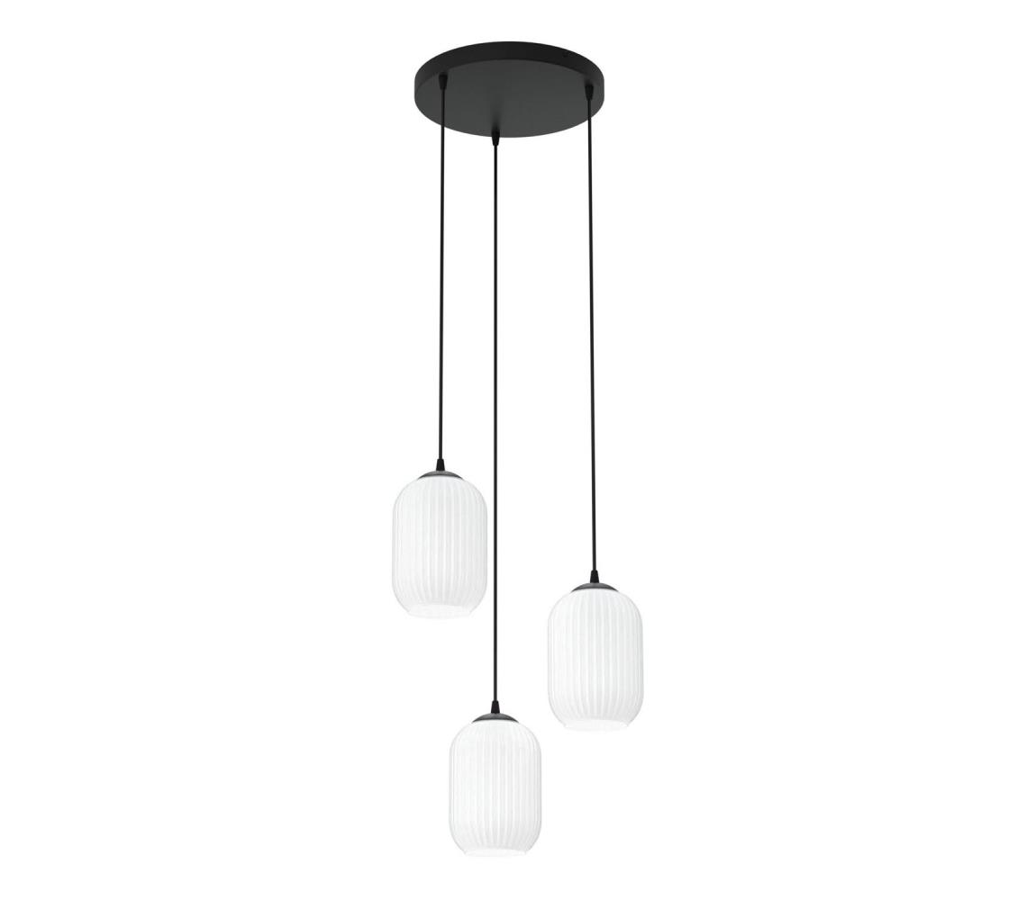 Żyrandol na lince VERDI 3xE27/15W/230V śr. 30 cm czarny/biały