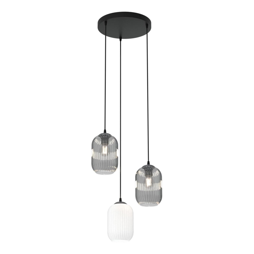Żyrandol na lince VERDI 3xE27/15W/230V śr. 30 cm czarny/szary/biały