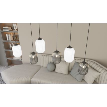 Żyrandol na lince VERDI 3xE27/15W/230V śr. 30 cm czarny/szary/biały