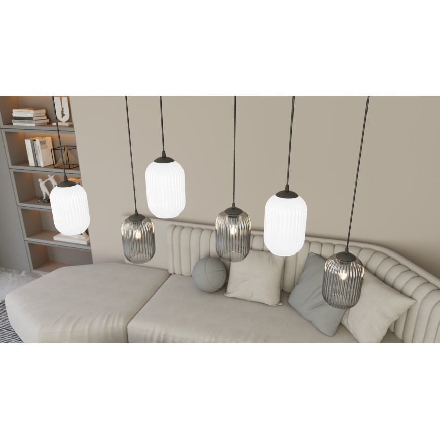 Żyrandol na lince VERDI 3xE27/15W/230V śr. 30 cm czarny/szary/biały
