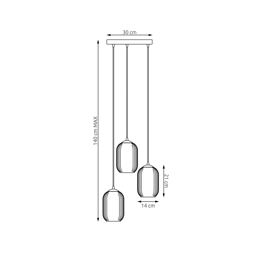 Żyrandol na lince VERDI 3xE27/15W/230V śr. 30 cm czarny/szary/biały