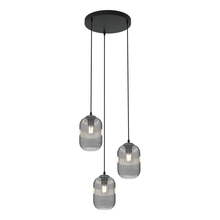 Żyrandol na lince VERDI 3xE27/15W/230V śr. 30 cm czarny/szary