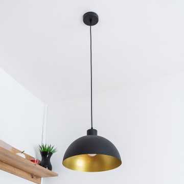 Žyrandol na lince VESPER 1xE27/15W/230 śr. 30 cm czarny/złoty