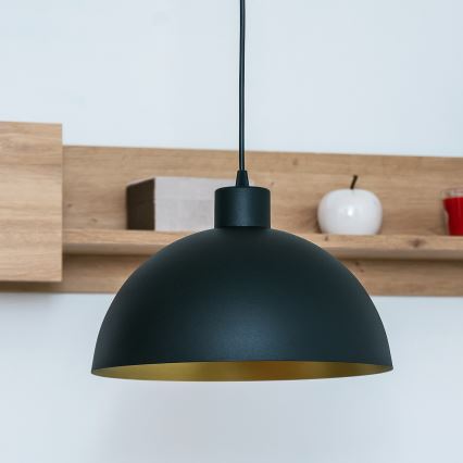 Žyrandol na lince VESPER 1xE27/15W/230 śr. 30 cm czarny/złoty