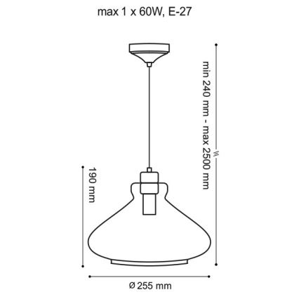 Żyrandol na lince VETRO 1xE27/60W/230V