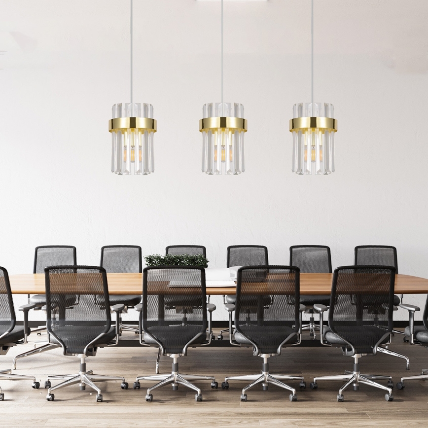 Žyrandol na lince VETRO 3xE14/10W/230V złoty