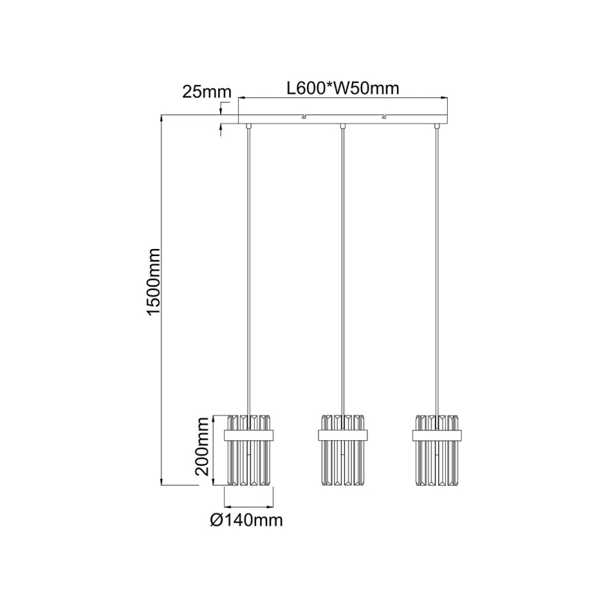 Žyrandol na lince VETRO 3xE14/10W/230V złoty