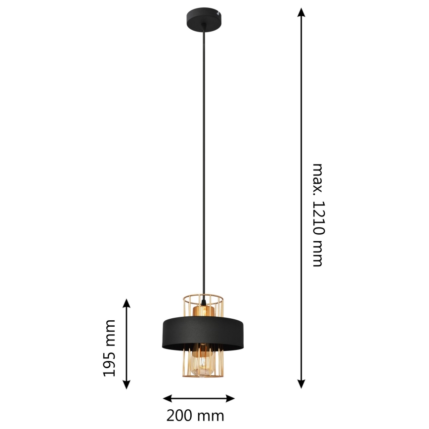 Żyrandol na lince VOLTA 1xE27/15W/230V czarny/złoty