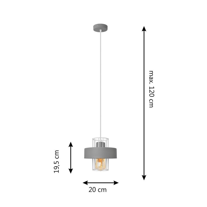 Żyrandol na lince VOLTA 1xE27/15W/230V szary