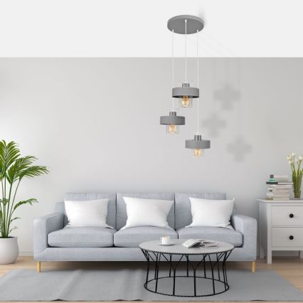 Żyrandol na lince VOLTA 3xE27/15W/230V śr. 42 cm szary