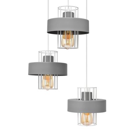 Żyrandol na lince VOLTA 3xE27/15W/230V śr. 42 cm szary