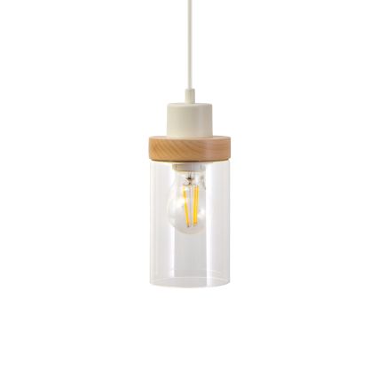 Żyrandol na lince WOODNEST 1xE27/15W/230V sosna/kremowa