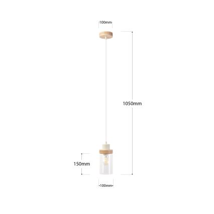 Żyrandol na lince WOODNEST 1xE27/15W/230V sosna/kremowa
