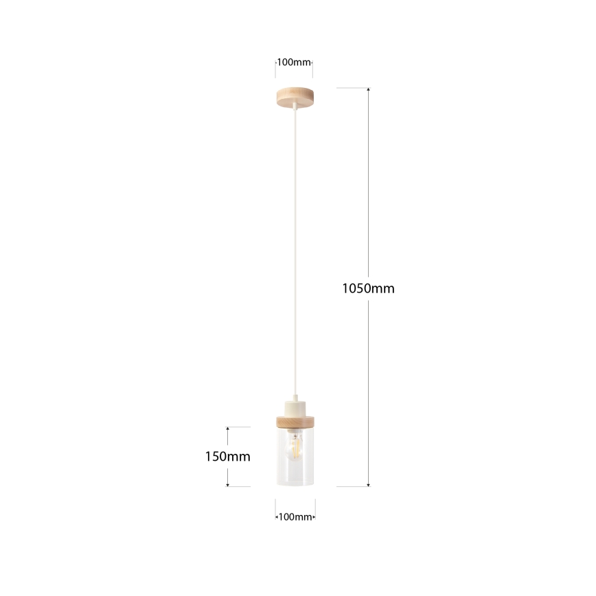 Żyrandol na lince WOODNEST 1xE27/15W/230V sosna/kremowa