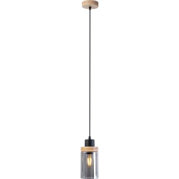 Žyrandol na lince WOODNEST 1xE27/15W/230V sosna/przydymiona czerń