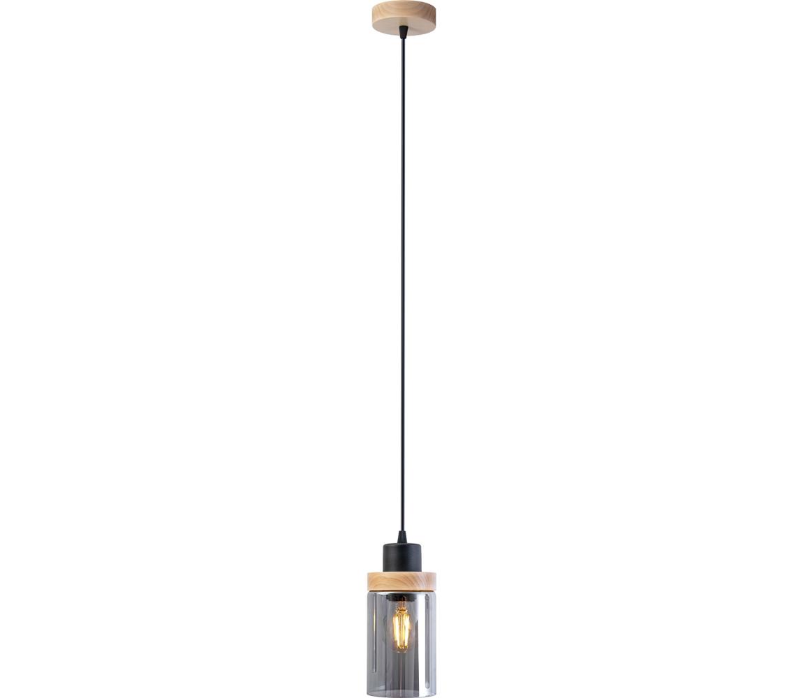 Žyrandol na lince WOODNEST 1xE27/15W/230V sosna/przydymiona czerń