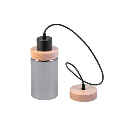 Žyrandol na lince WOODNEST 1xE27/15W/230V sosna/przydymiona czerń