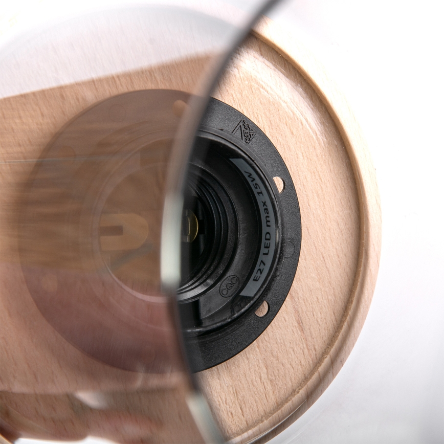 Žyrandol na lince WOODNEST 1xE27/15W/230V sosna/przydymiona czerń