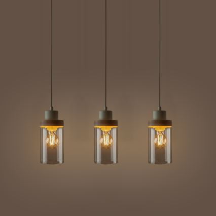 Żyrandol na lince WOODNEST 3xE27/15W/230V sosna/kremowy
