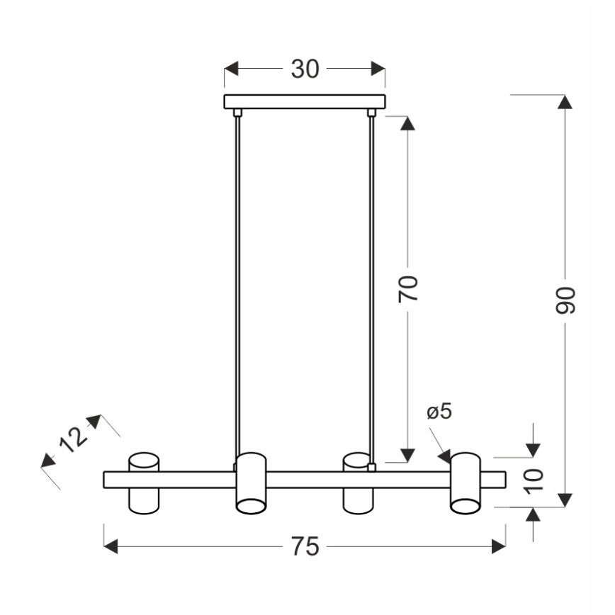 Žyrandol na lince XILO 4xGU10/25W/230V buk/biały