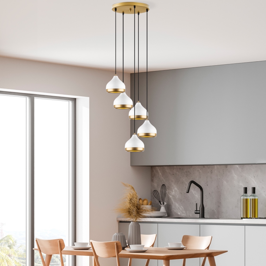 Żyrandol na lince YILDO 5xE27/40W/230V biały/złoty