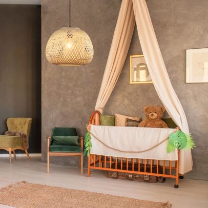 Żyrandol na lince ZANZIBAR 1xE27/20W/230V śr. 35 cm bambus