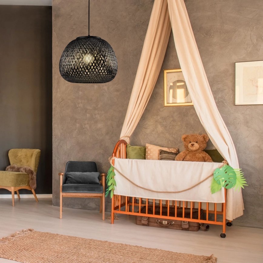 Żyrandol na lince ZANZIBAR 1xE27/20W/230V śr. 35 cm bambus
