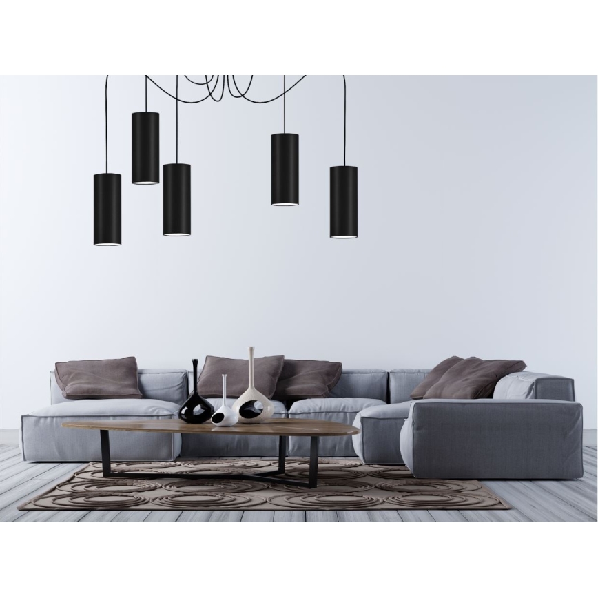 Żyrandol na lince ZIK 5xE27/40W/230V pająk czarne