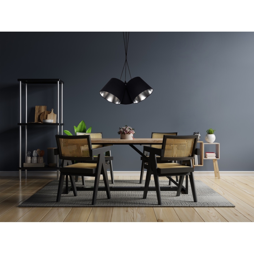 Żyrandol na lince ZOMA 3xE27/60W/260V czarny/chrom błyszczący